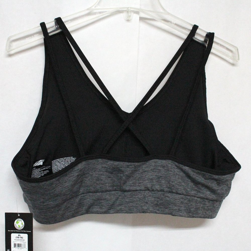 Women's Charcoal Heather (Gray) and Black Pullover Avia Core Sports Bra Size XL - Picture 2 of 9